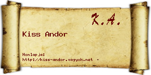 Kiss Andor névjegykártya